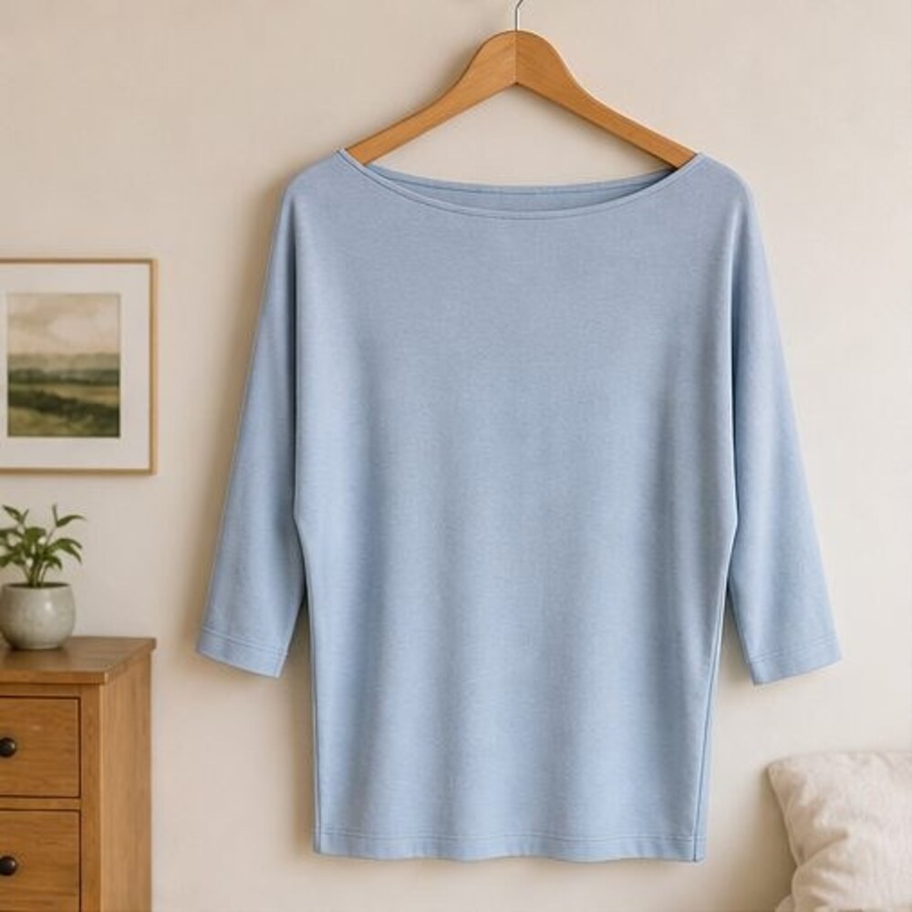 Powder Blue Boat Neck Dolman Top